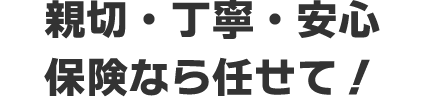 親切・丁寧・安心保険なら任せて！