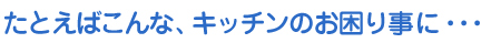 例えばこんな、キッチンのお困りごとに